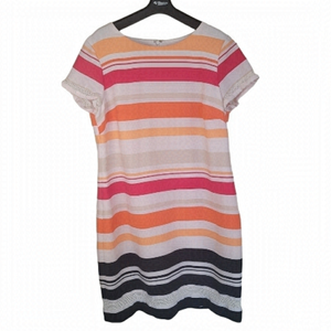 JONES New York Colorful StripedShift Dress Worn Once sz 14 EUC